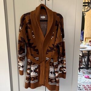 Lucky Brand Aztec Brown Cardigan Sweater